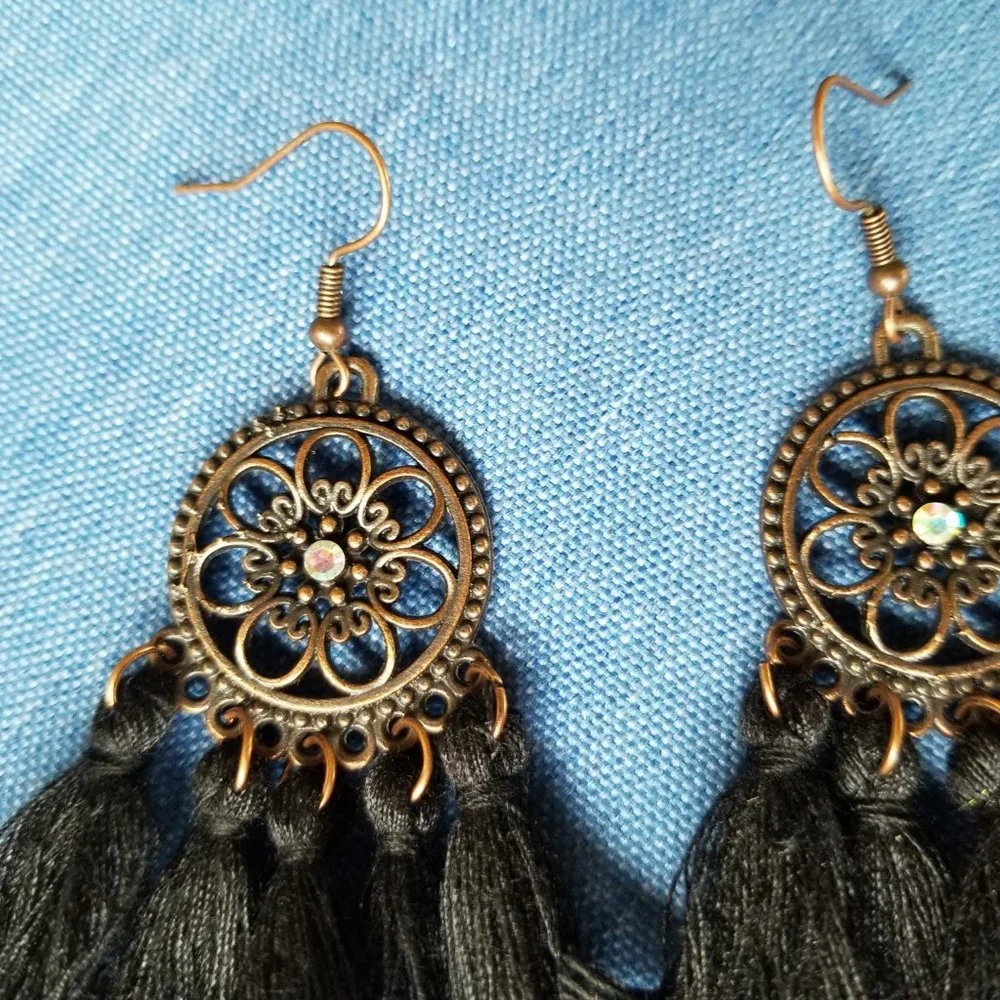 Tassel Earrings:  Black - NWOT - Picture 4 of 4